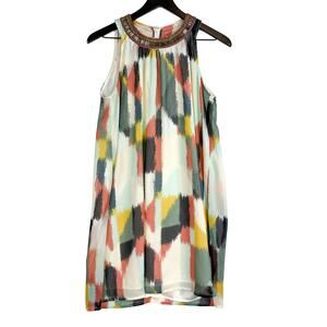 HD in Paris Anthropologie Jeweled Brushstroke Beaded Shift Mini Dress - Size 6
